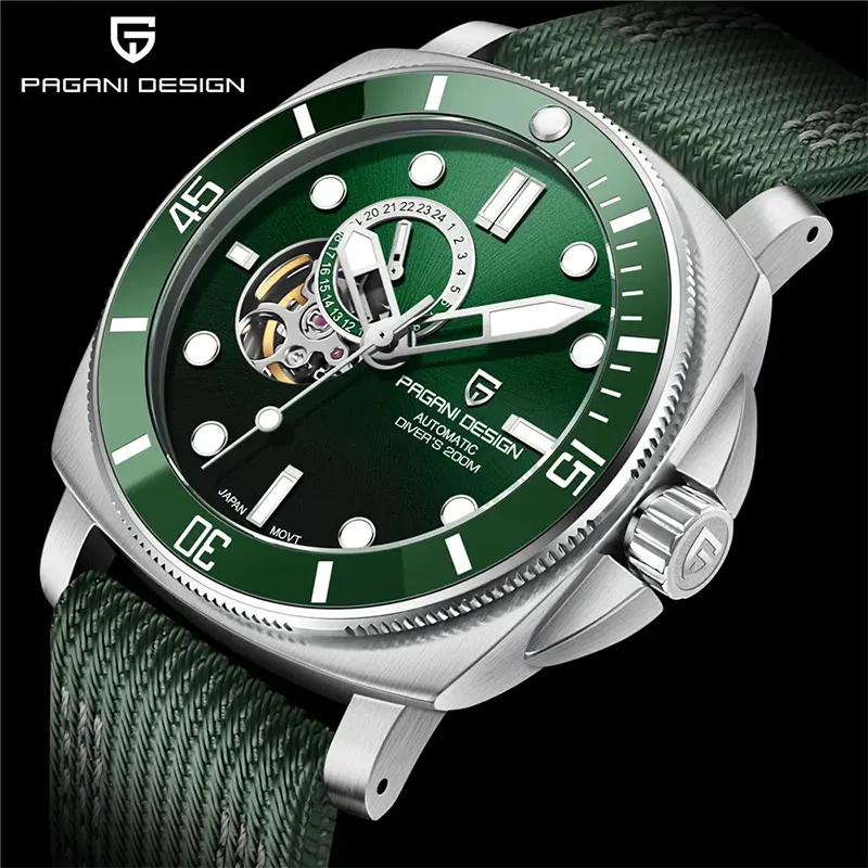 Pagani Design PD-1736 Open Heart Automatic Green Dial Men's Watch